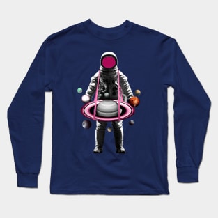 Astronaut Holding Planets Long Sleeve T-Shirt